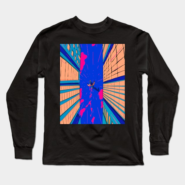 City in Red Long Sleeve T-Shirt by Shirlockart